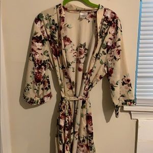Cream chiffon-material robe